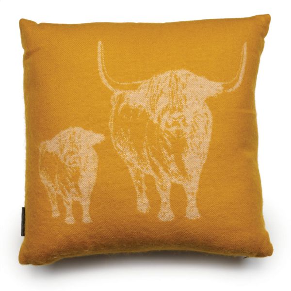 The Lyndon Company - Cow & Calf 45cm x 45cm Acrylic Ochre - Cushion